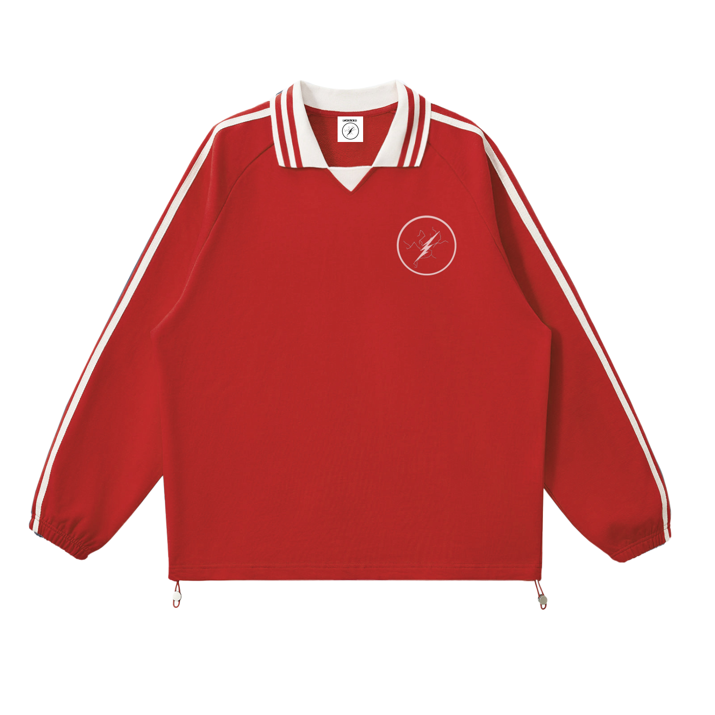 Contrast Striped Lapel Collar Sweatshirt